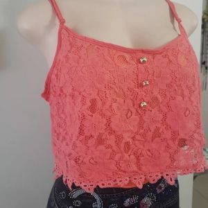 Love Tree Coral Lace Crop Top